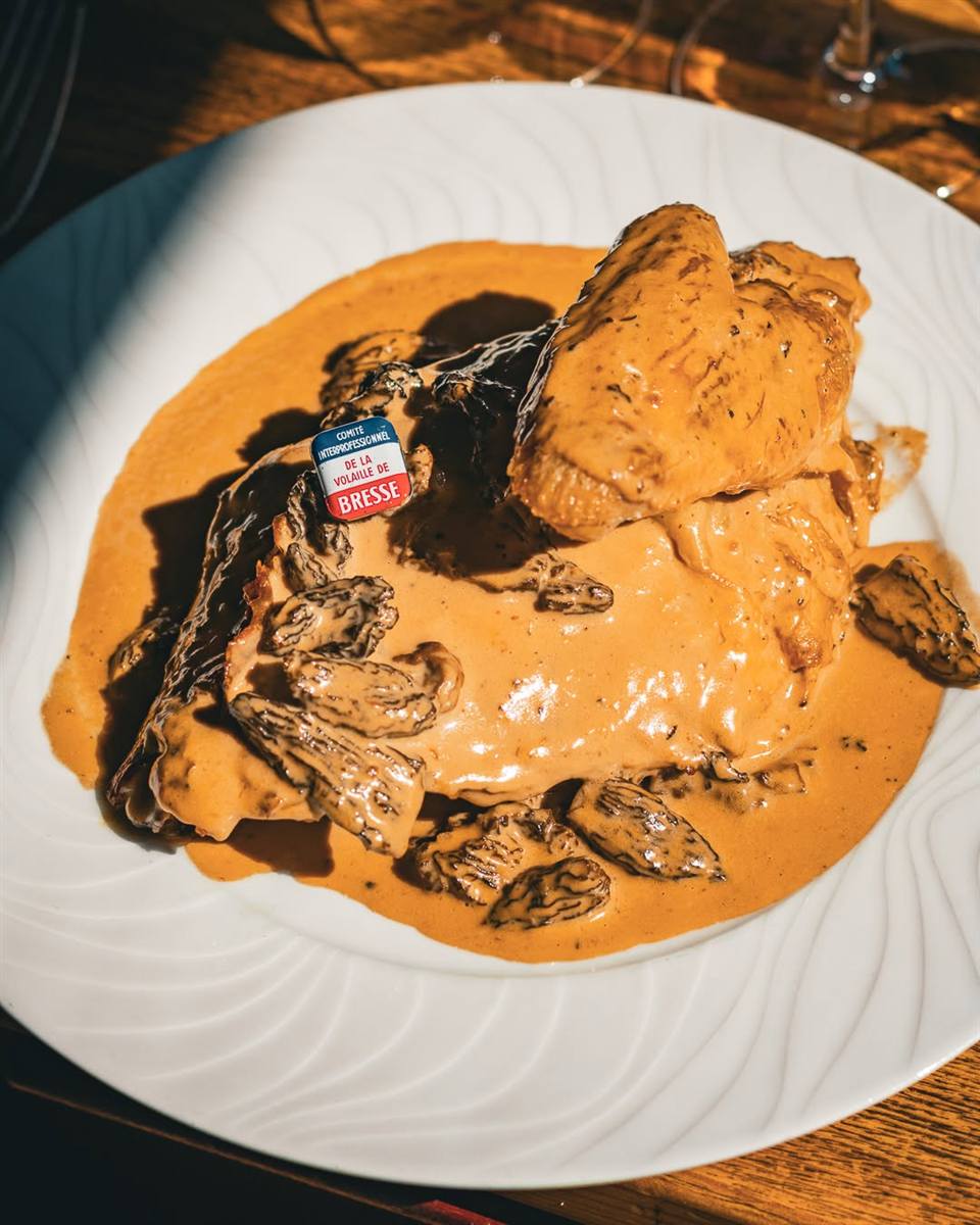 Volaille de Bresse à la crème et aux morilles